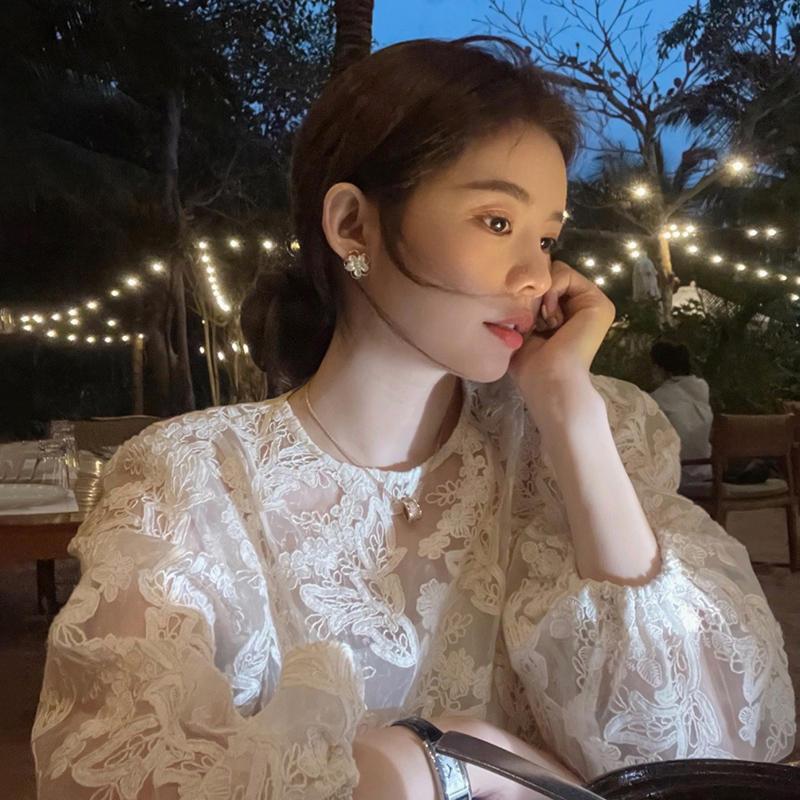 Street Fashion Korea - MEXZT элегантные прозрачные белые рубашки женские
